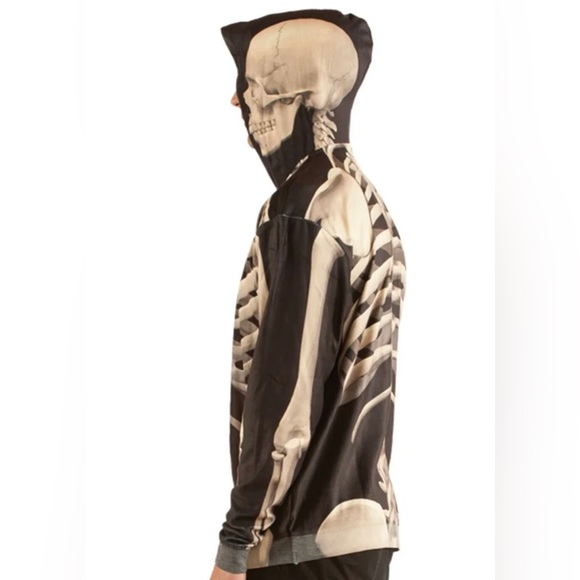 Skeleton hoodie from Dolls Kill realistic graphics front/back/both sides of hood - Picture 4 of 12